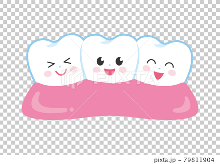 かわいい健康的な歯と歯茎のイラストのイラスト素材
