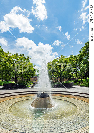 油絵　噴水のある風景 噴水のある風景の写真素材 [79812042] - PIXTA