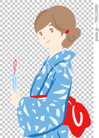 短冊を持っている浴衣姿の若い女性のイラスト 短冊を持っている浴衣姿の若い女性のイラスト 79812089