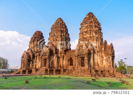 Phra Prang Sam Yot temple in Lopburi province, Thailand. 79812501