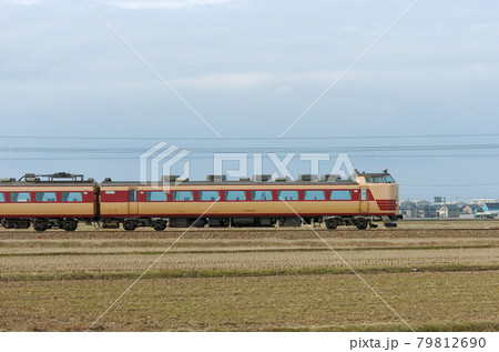 北陸本線　美川ー加賀笠間　JR西日本　485系　A02編成（京都）　⑨　クハ481-801　山側 79812690