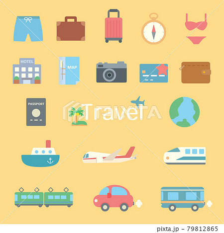 シンプルでかわいいTravelのアイコンセット シンプルでかわいいTravelのアイコンセット 79812865