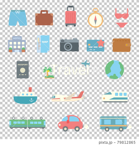 シンプルでかわいいTravelのアイコンセット シンプルでかわいいTravelのアイコンセット 79812865