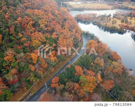 【ドローン空撮 京都府 美山町 紅葉】 大野ダム・虹の湖の秋の景観 京都府南丹市 【ドローン空撮 京都府 美山町 紅葉】 大野ダム・虹の湖の秋の景観 京都府南丹市 79813084