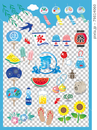Summer festival Japanese summer illustration material set 79814060