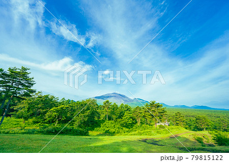 軽井沢 浅間山近郊 自然 快晴の青空風景素材 79815122