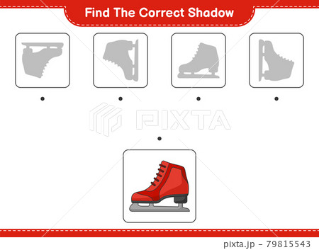 Find the correct shadow. Find and match the correct shadow of Ice Skates. Educational children game, printable worksheet, vector illustration 79815543