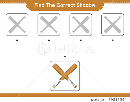 Find the correct shadow. Find and match the correct shadow of Baseball Bat. Educational children game, printable worksheet, vector illustration Find the correct shadow. Find and match the correct shadow of Baseball Bat. Educational children game, printable worksheet, vector illustration 79815544