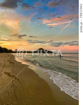 Suan Son Pradipat Beach at sunset in Prachuap Khiri Khan, Thailand 79815902