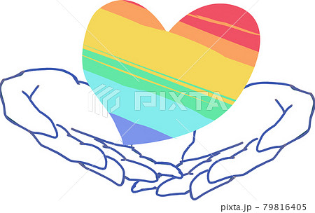 "LGBTレインボーハート"_支える手 79816405