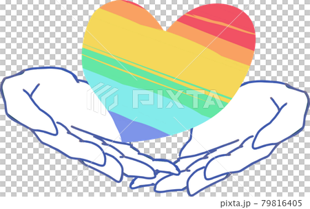 "LGBTレインボーハート"_支える手 79816405