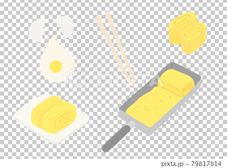 卵焼き器と卵焼きのイラスト（輪郭線なし） 79817814