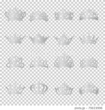 Silver tiara illustration material set 79819996
