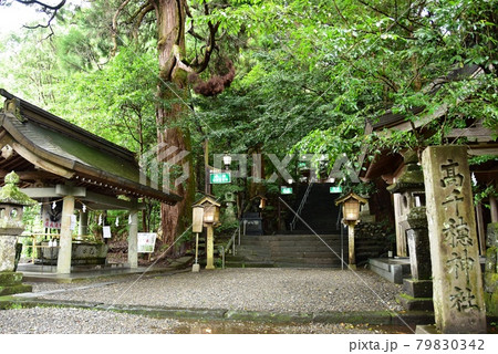 宮崎県　高千穂神社境内の手水舎と参道 79830342