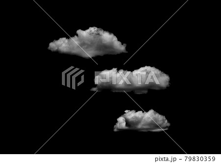 White clouds isolated on black background, clounds set on black White clouds isolated on black background, clounds set on black 79830359