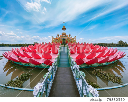 Wat Saman Rattanaram flower petals temple in Chachoengsao, Thailand Wat Saman Rattanaram flower petals temple in Chachoengsao, Thailand 79830550