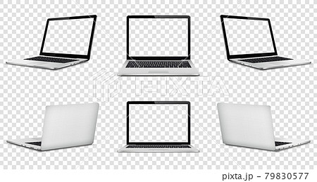 Laptop mock up with transparent screen isolated 79830577