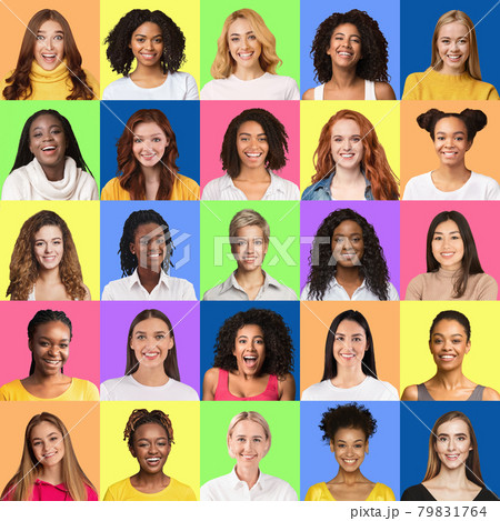 Group of portraits of diverse beautiful women 79831764