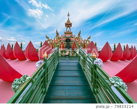 Wat Saman Rattanaram flower petals temple in Chachoengsao, Thailand Wat Saman Rattanaram flower petals temple in Chachoengsao, Thailand 79833214