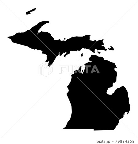 Michigan map on white background. Michigan black state sign. Michigan state symbol. flat style. 79834258