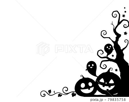 ハロウィンのエレガントなフレーム シルエット イラストのイラスト素材