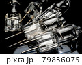Several halogen small incandescent lamps with a blurry background 79836075