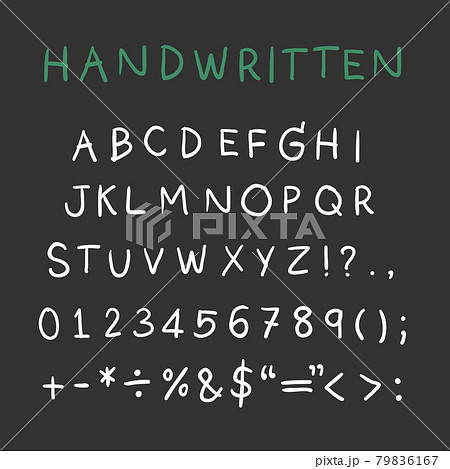 Handwritten alphabet, Capital Letters with Symbols. Vector for design. 79836167
