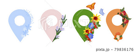 Pointer vector stock illustration. Seasons seasonal signs: autumn, winter, spring, summer. Isolated on a white background. Icons. Pointer vector stock illustration. Seasons seasonal signs: autumn, winter, spring, summer. Isolated on a white background. Icons. 79836176