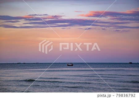 Suan Son Pradipat Beach at sunset in Prachuap Khiri Khan, Thailand 79836792