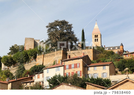 View of the village Chatillon d'Azergues in Beaujolais, France 79838460