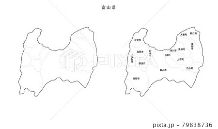 白地図-日本-地区町村入り-富山県