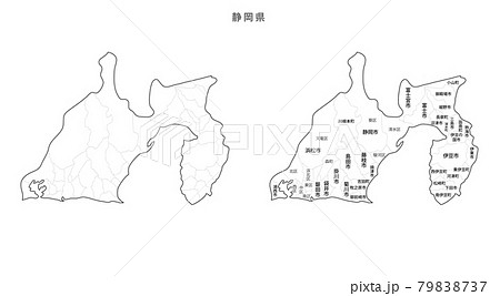 白地図-日本-地区町村入り-静岡県