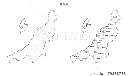 白地図-日本-地区町村入り-新潟県