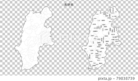 白地図 日本 地区町村入り 長野県のイラスト素材