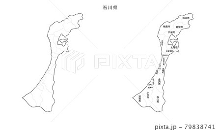 白地図-日本-地区町村入り-石川県