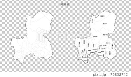Blank Map-Japan-Entering Districts, Towns and Villages-Gifu Prefecture 79838742