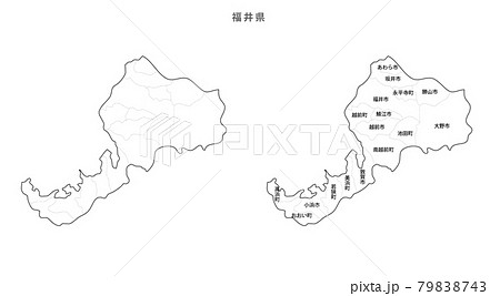 白地図-日本-地区町村入り-福井県