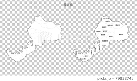 Blank Map-Japan-Entering Districts, Towns and Villages-Fukui Prefecture 79838743