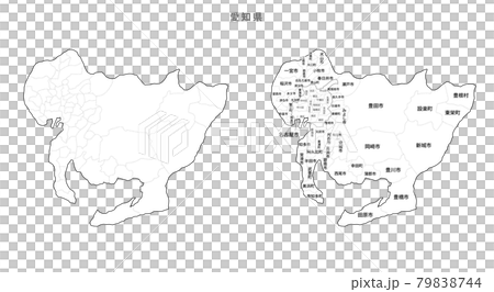 白地図 日本 地区町村入り 愛知県のイラスト素材