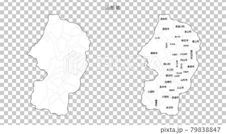白地図 日本 地区町村入り 山形県のイラスト素材 7947