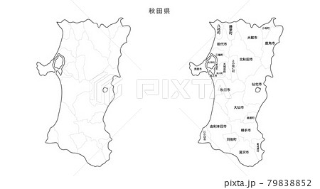 白地図-日本-地区町村入り_秋田県