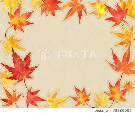 紅葉 水彩 手描き イラスト フレーム 紅葉 水彩 手描き イラスト フレーム 79839009