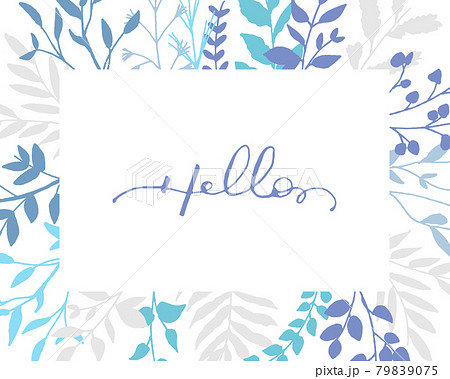 手書きの草木 夏カラーの草木フレームのイラスト素材