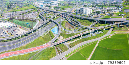 「埼玉県」久喜白岡ジャンクションの空撮 「埼玉県」久喜白岡ジャンクションの空撮 79839605