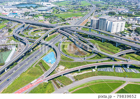 「埼玉県」久喜白岡ジャンクションの空撮 「埼玉県」久喜白岡ジャンクションの空撮 79839652