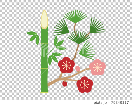可用於賀年片等的松竹梅插圖。 79840317