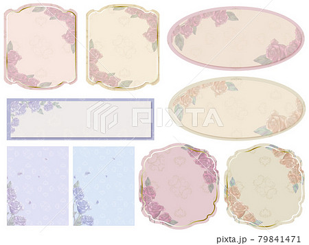 薔薇のアンティークフレームイラストセットのイラスト素材