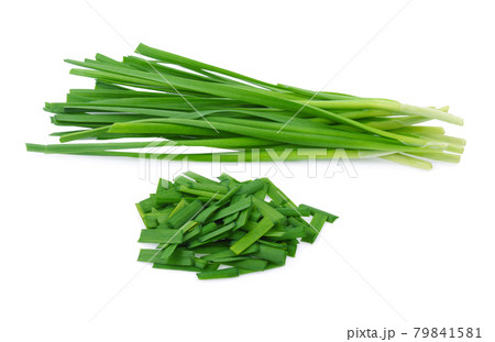 Chinese chives, Garlic chives isolated on white background Chinese chives, Garlic chives isolated on white background 79841581