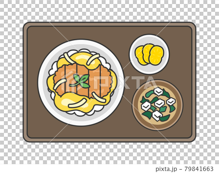 カツ丼の定食のイラストのイラスト素材