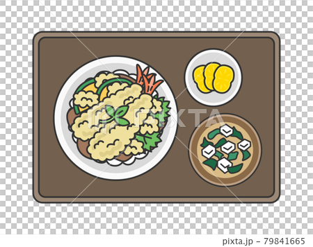 天丼の定食のイラストのイラスト素材